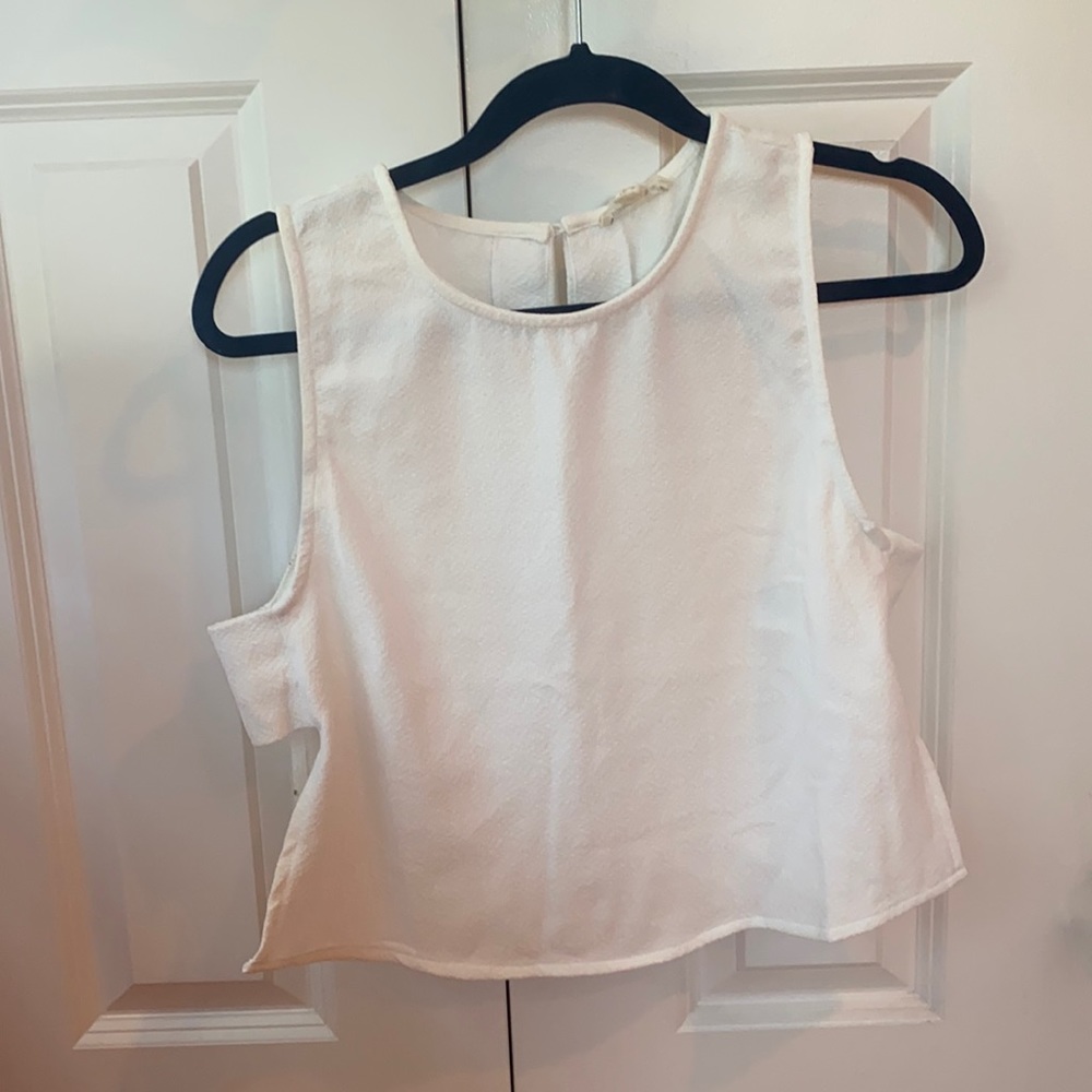White high neck tank with open sides